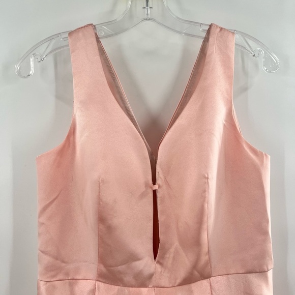 HEBEOS pink A-Line/Princess Sleeveless V-neck Short/Mini Satin Dresses - Picture 4 of 12